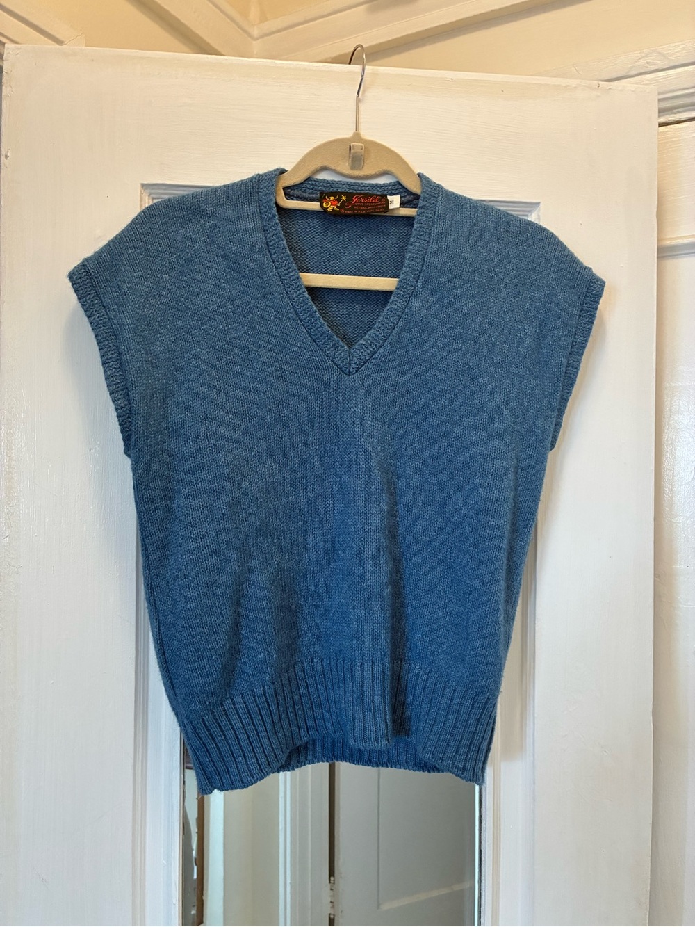 Blue V-Neck Knit Sweater Vest